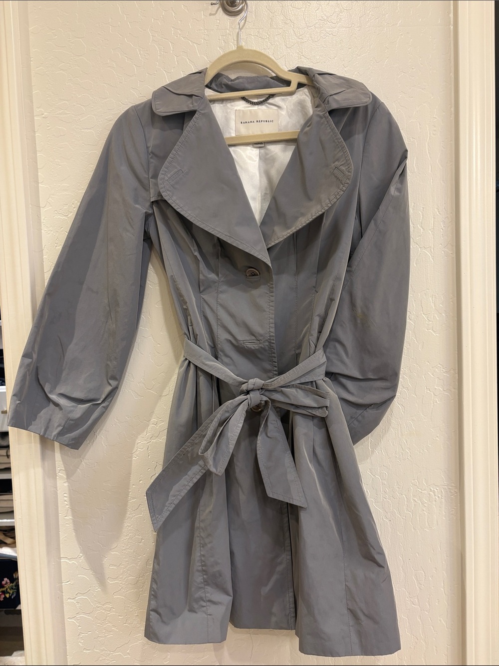 Banana Republic Light Gray Belted Trench Coat